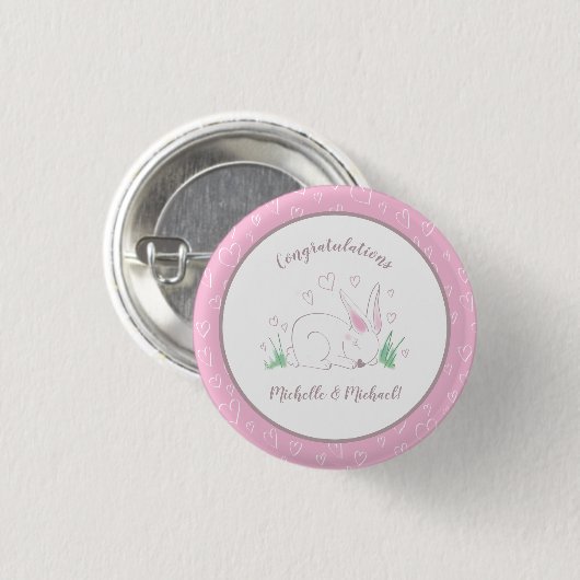 Bunny Rabbit Baby Shower Woodland Tiere Button (Vorne & Hinten)