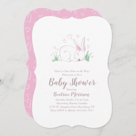 Bunny Rabbit Baby Shower Woodland Tiere Einladung (Vorne/Hinten)