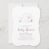 Bunny Rabbit Baby Shower Woodland Tiere Einladung (Vorderseite)
