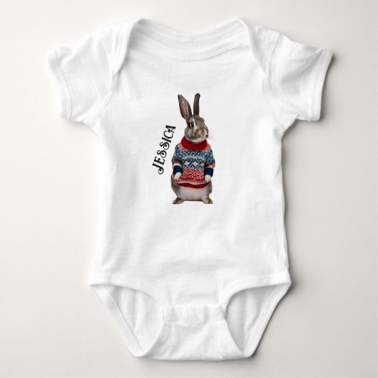 Bunny Rabbit Babytop-Hütten personalisiert Baby Strampler (Vorderseite)