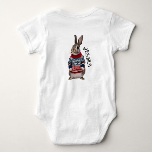 Bunny Rabbit Babytop-Hütten personalisiert Baby Strampler (Rückseite)