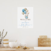 Bunny Rabbit Balloon Blue Baby Boy Dusche Willkomm Poster (Küche)
