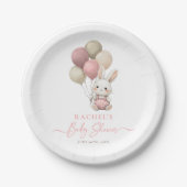 Bunny Rabbit Balloon Pink Baby Girl Dusche Pappteller (Vorderseite)