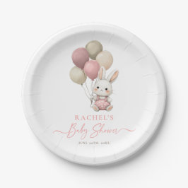 Bunny Rabbit Balloon Pink Baby Girl Dusche Pappteller