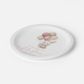 Bunny Rabbit Balloon Pink Baby Girl Dusche Pappteller (Schrägansicht)