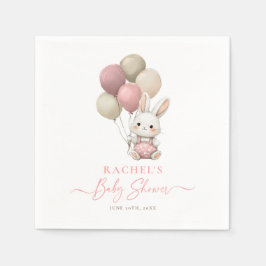 Bunny Rabbit Balloon Pink Baby Girl Dusche Serviette