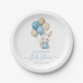Bunny Rabbit Balloons Blue Baby Boy Dusche Pappteller (Vorderseite)