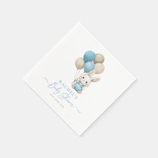 Bunny Rabbit Balloons Blue Baby Boy Dusche Serviette (Ecke)