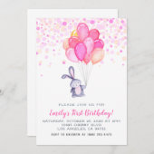 Bunny Rabbit Balloons Einladung zum Geburtstag (Vorne/Hinten)