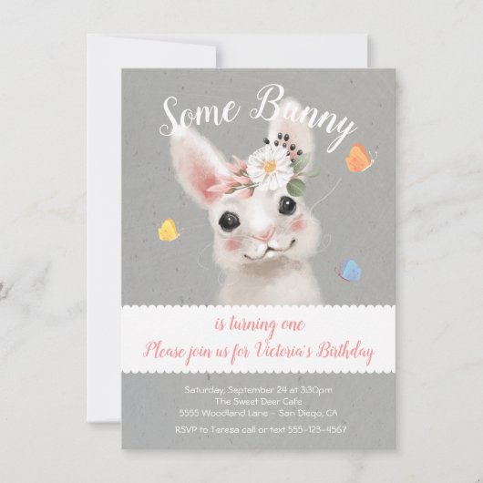 Bunny Rabbit Birthday Party Einladung (Vorderseite)