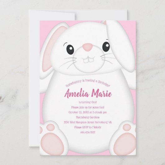 Bunny Rabbit Birthday Party Einladung (Vorderseite)