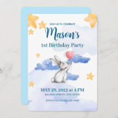 Bunny Rabbit Birthday Party Einladung Boys Girls (Vorne/Hinten)