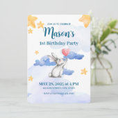 Bunny Rabbit Birthday Party Einladung Boys Girls (Stehend Vorderseite)