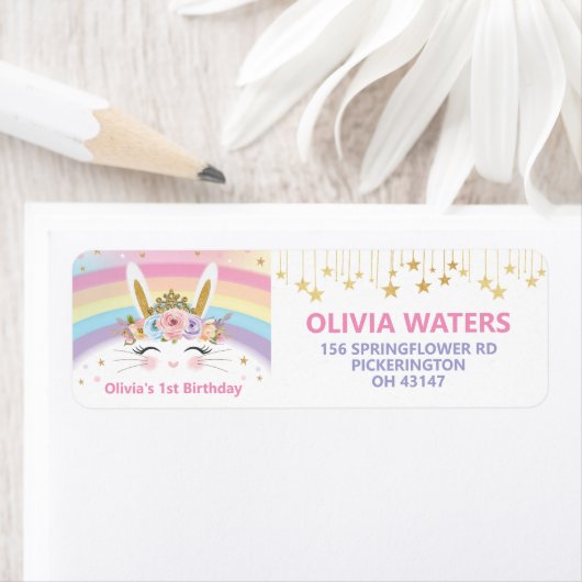 Bunny Rabbit Birthday Party Rücksendeadresse (Insitu)