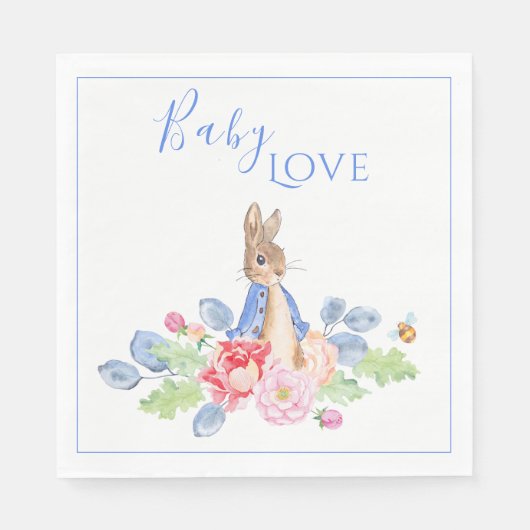 Bunny Rabbit Blue Baby Liebe Baby Dusche Serviette (Vorderseite)