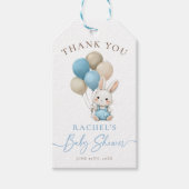 Bunny Rabbit Blue Balloons Boy Baby Dusche Geschenkanhänger (Vorderseite)