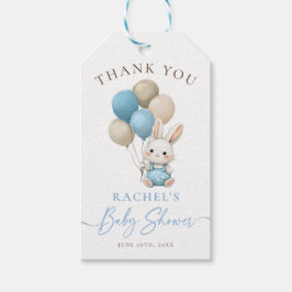 Bunny Rabbit Blue Balloons Boy Baby Dusche Geschenkanhänger