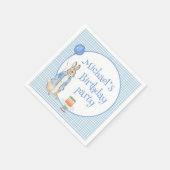 Bunny Rabbit Blue Birthday Party Serviette (Ecke)