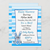 Bunny Rabbit Blue Boy Baby Shower Einladungen (Vorne/Hinten)