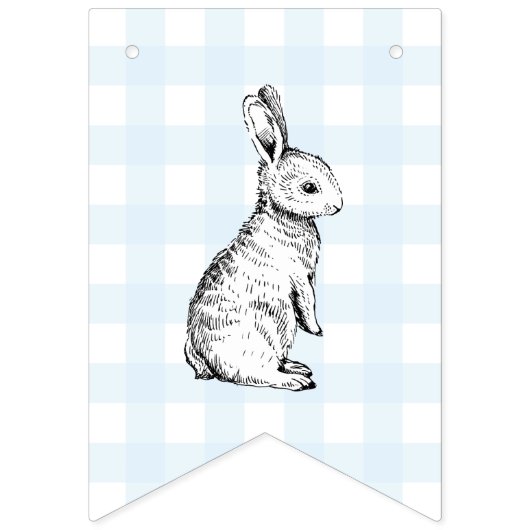 Bunny Rabbit Blue Gingham Birthday Bunt Banner (Erste Fahne)