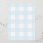 Bunny Rabbit Blue Gingham Birthday Foil Einladung (Rückseite)