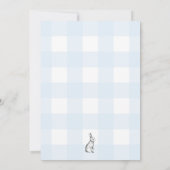 Bunny Rabbit Blue Gingham Einladung zum 1. Geburts (Rückseite)