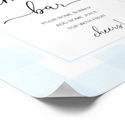 Bunny Rabbit Blue Gingham Mimosa Bar Sign Poster (Ecke)