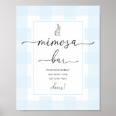 Bunny Rabbit Blue Gingham Mimosa Bar Sign Poster (Vorne)