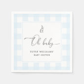 Bunny Rabbit Blue Gingham Oh Baby Paper Napkin Serviette (Vorderseite)