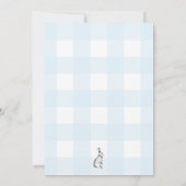 Bunny Rabbit Blue Gingham Taufe Einladung (Rückseite)