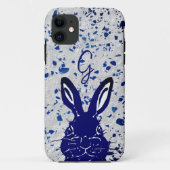 Bunny Rabbit Blue Terrazzo Monogram Modern Case-Mate iPhone Hülle (Rückseite)