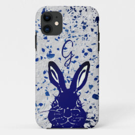 Bunny Rabbit Blue Terrazzo Monogram Modern Case-Mate iPhone Hülle