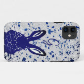 Bunny Rabbit Blue Terrazzo Monogram Modern Case-Mate iPhone Hülle (Rückseite (Horizontal))