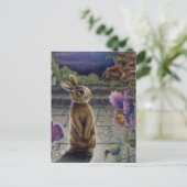 Bunny Rabbit & Blume Night Dreaming Postkarte (Stehend Vorderseite)