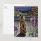 Bunny Rabbit & Blume Night Dreaming Postkarte (Vorne/Hinten)