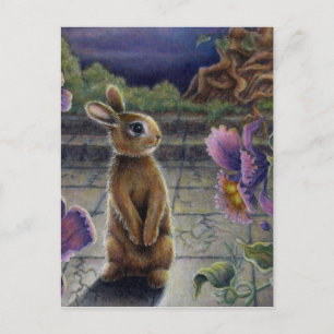 Bunny Rabbit & Blume Night Dreaming Postkarte