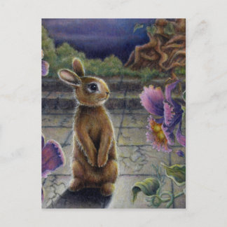 Bunny Rabbit & Blume Night Dreaming Postkarte