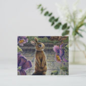 Bunny Rabbit & Blume Night Dreaming Postkarte (Stehend Vorderseite)