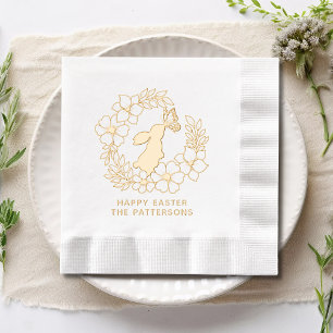 Bunny Rabbit Butterfly Floral Wreath Happy Oaster Servietten Mit Folie