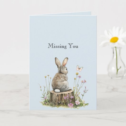 Bunny Rabbit Butterfly Missing You Karte (Kleine Pflanze)