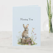 Bunny Rabbit Butterfly Vermisse Dich Karte (Vorderseite)