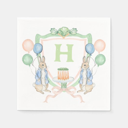 Bunny Rabbit Carrot Monogram Napkin Serviette (Vorderseite)