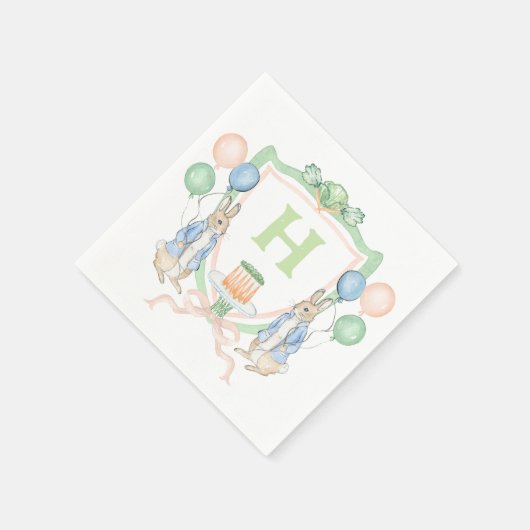 Bunny Rabbit Carrot Monogram Napkin Serviette (Ecke)