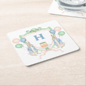 Bunny Rabbit Carrot Monogram Rechteckiger Pappuntersetzer (angewinkelt)