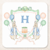 Bunny Rabbit Carrot Monogram Rechteckiger Pappuntersetzer (Vorderseite)
