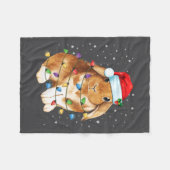 Bunny Rabbit Christmas Lights Santa Hat Funny Xmas Fleecedecke (Vorderseite (Horizontal))