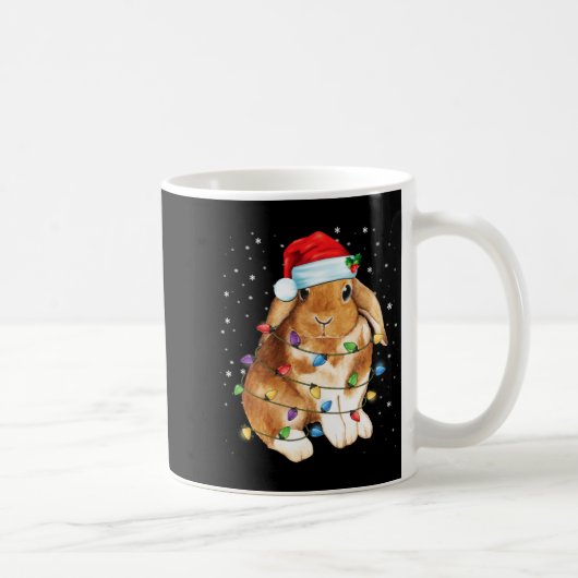 Bunny Rabbit Christmas Lights Santa Hat Funny Xmas Kaffeetasse (Rechts)