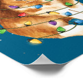 Bunny Rabbit Christmas Lights Santa Hat Funny Xmas Poster (Ecke)