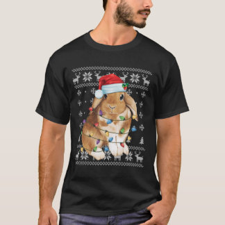 Bunny Rabbit Christmas Ugly Sweater Funny Xmas Tre T-Shirt