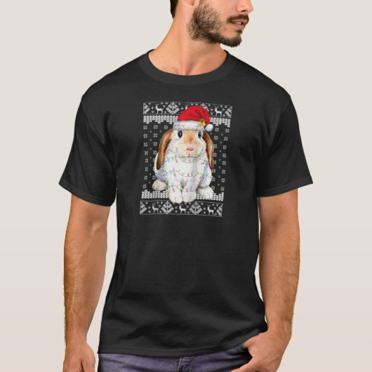 Bunny Rabbit Christmas Ugly Sweater Funny Xmas Tre T-Shirt (Vorderseite)